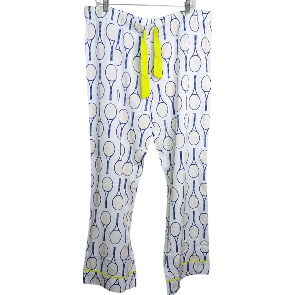 Katie Kime Pajama Pants 2XL Tennis Time Point Print Cotton Pull On Lounge